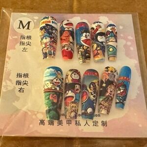 Cartoon Anime Press‎ On Nails Medium Size Doraemon Theme Nail Art
